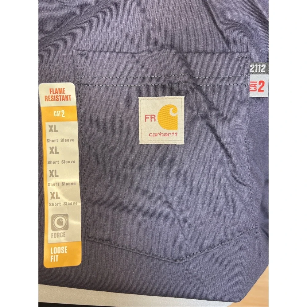 Carhartt FR Force Pocket T‑Shirt XL Blue Union Made UFCW USA Fabric 100234 NWT - Picture 7 of 16